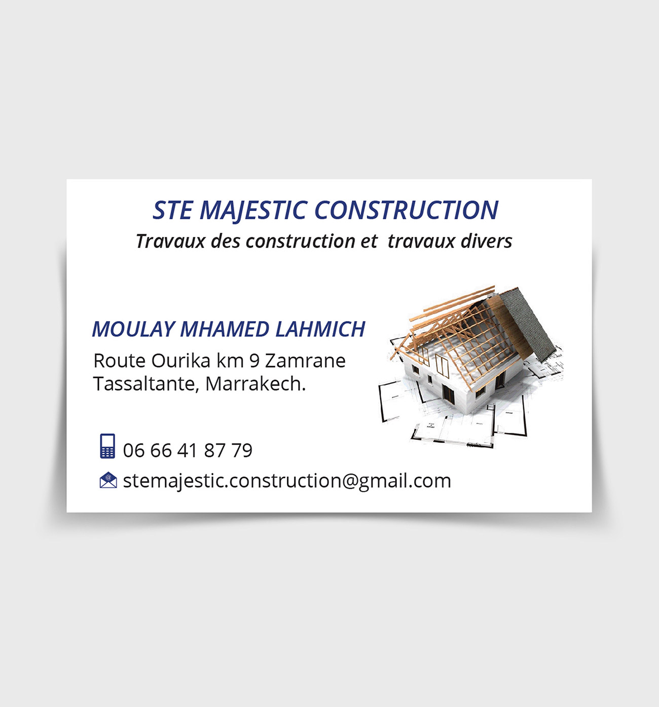 carte visite majestic construction